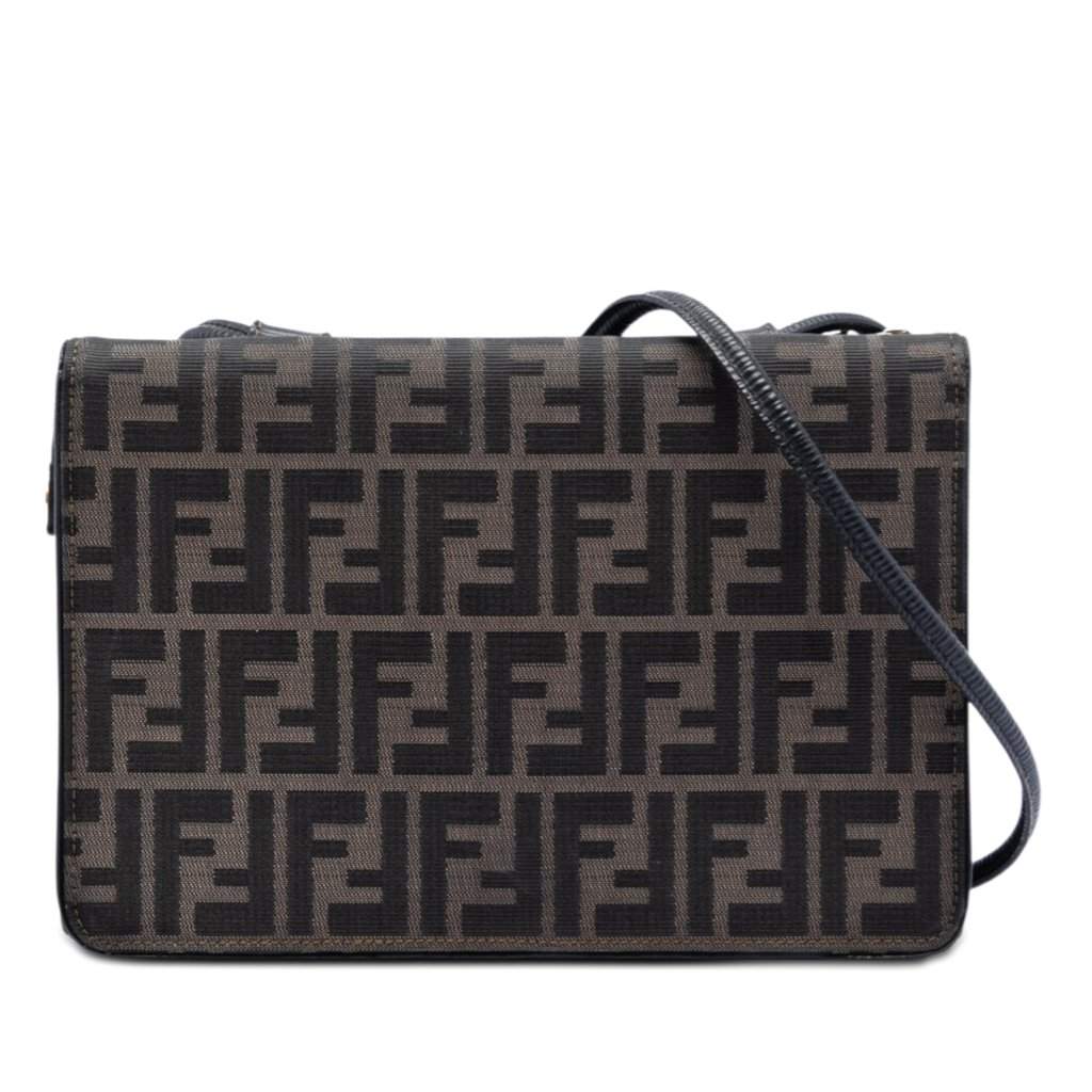 Fendi Zucca Canvas and Leather Crossbody Brown Very good condition - Front View