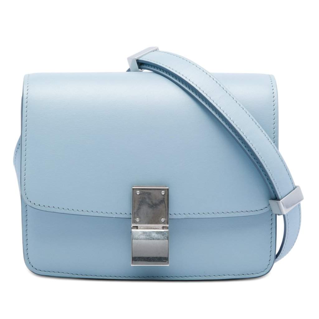 Celine Small Calfskin Classic Box Blue Leather Very good - Front View