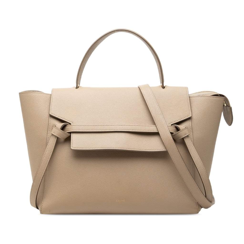 Celine Mini Grained Calfskin Belt Bag Beige Leather Very good condition - Front View