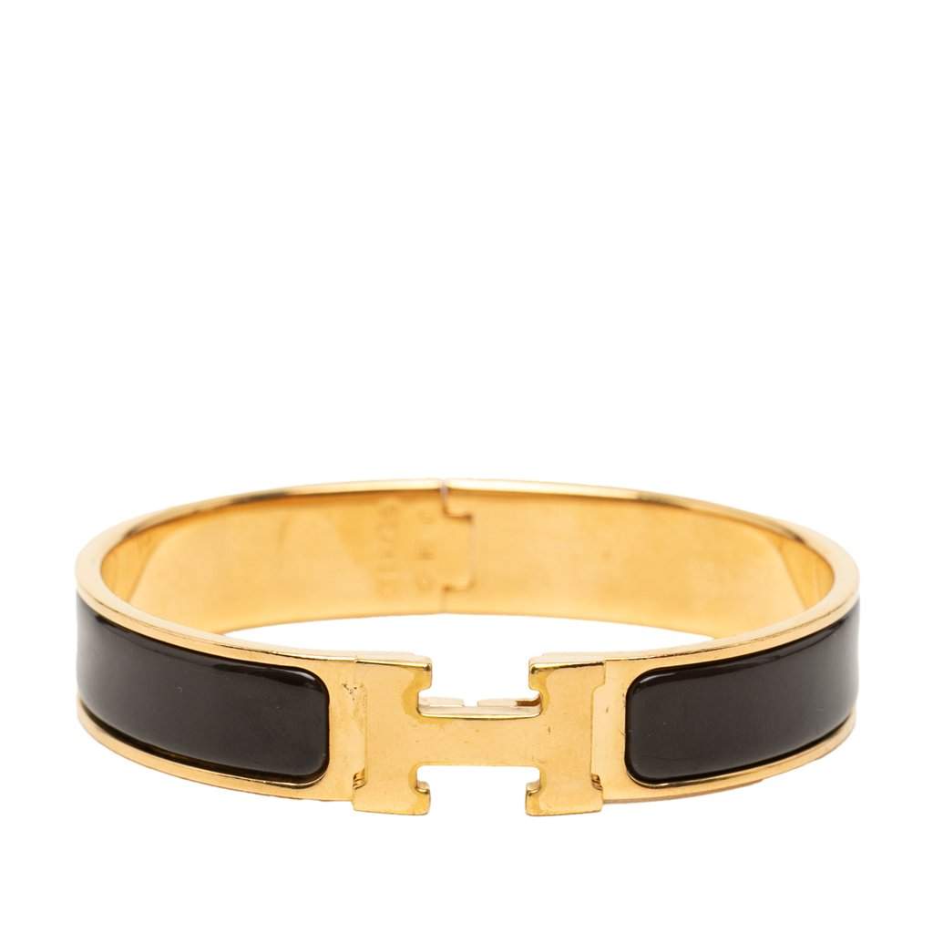 Hermès Narrow Enamel Clic H Bracelet PM Black Very good condition - Front View