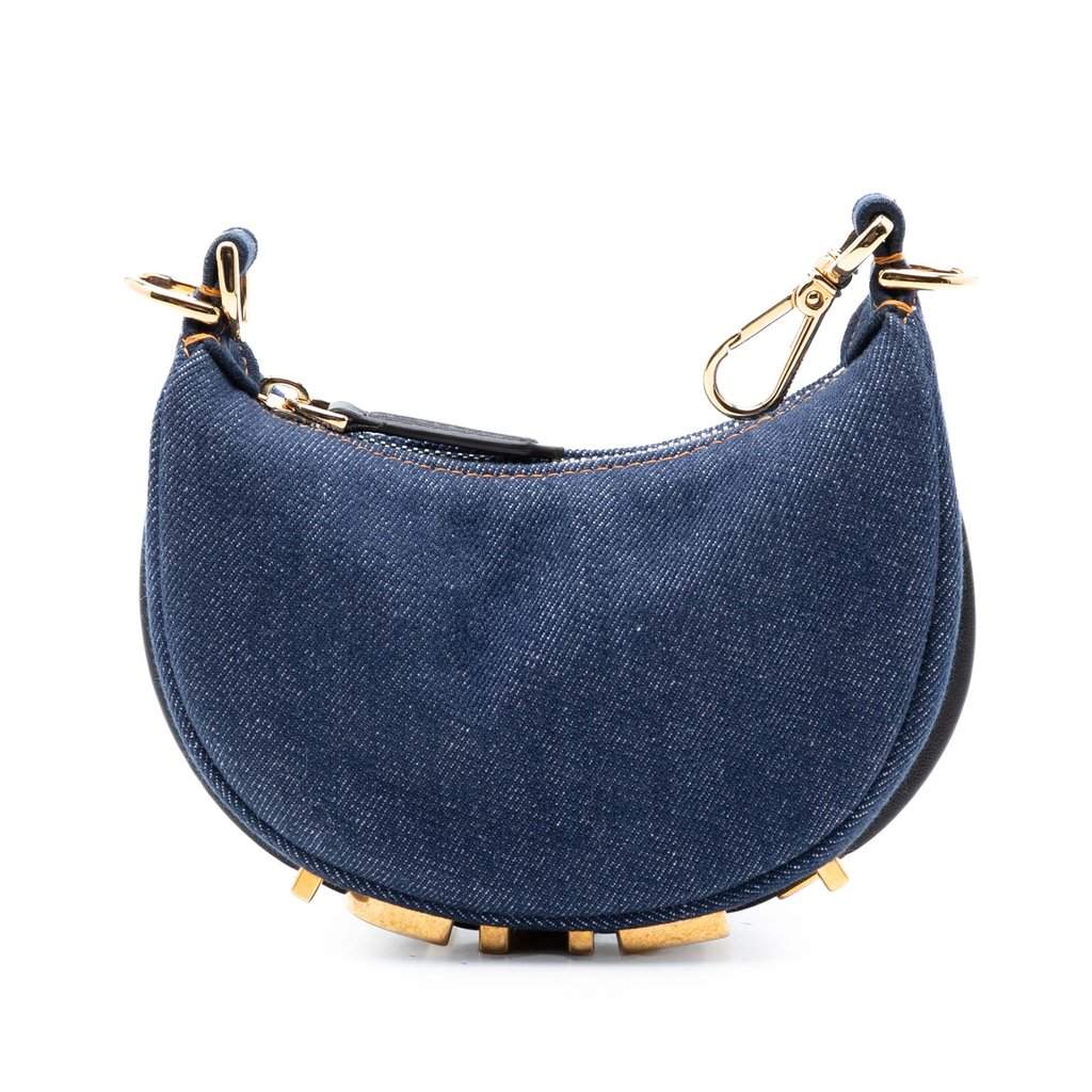 Fendi Nano Denim Fendigraphy Hobo Blue Very good condition - Front View