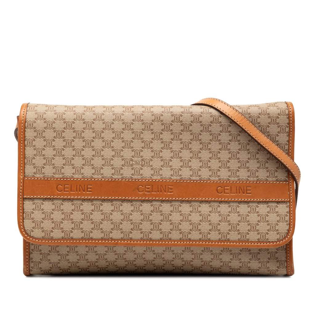 Celine Macadam Coated Canvas Crossbody Beige Very good condition - Front View