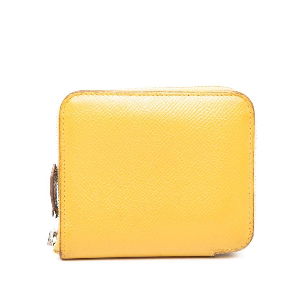 Hermès Epsom Silk In Compact Wallet Yellow Leather Very good - Front View