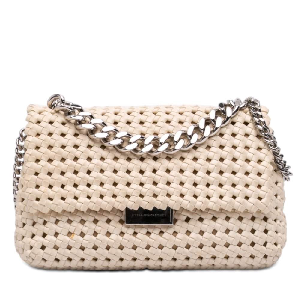 Stella McCartney Woven Faux Leather Becks Top Handle Bag White Very good condition - Front View