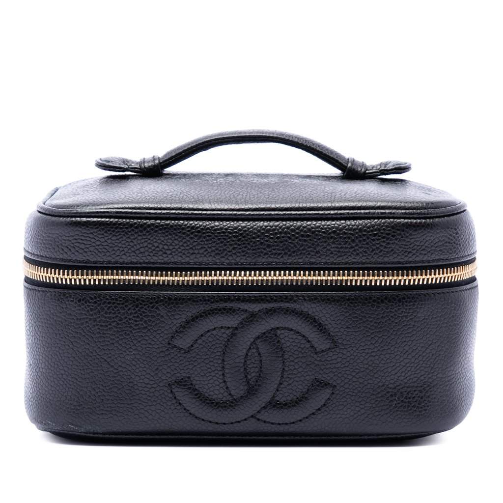 Chanel CC Caviar Vanity Bag Black Leather Very good - Front View