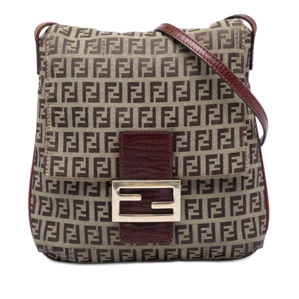 Fendi Zucchino Canvas Crossbody Brown Very good - Front View