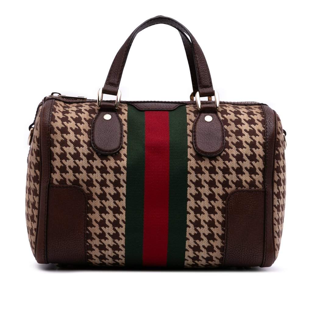 Gucci Cotton Seventies Web Boston Bag Brown Very good condition - Front View