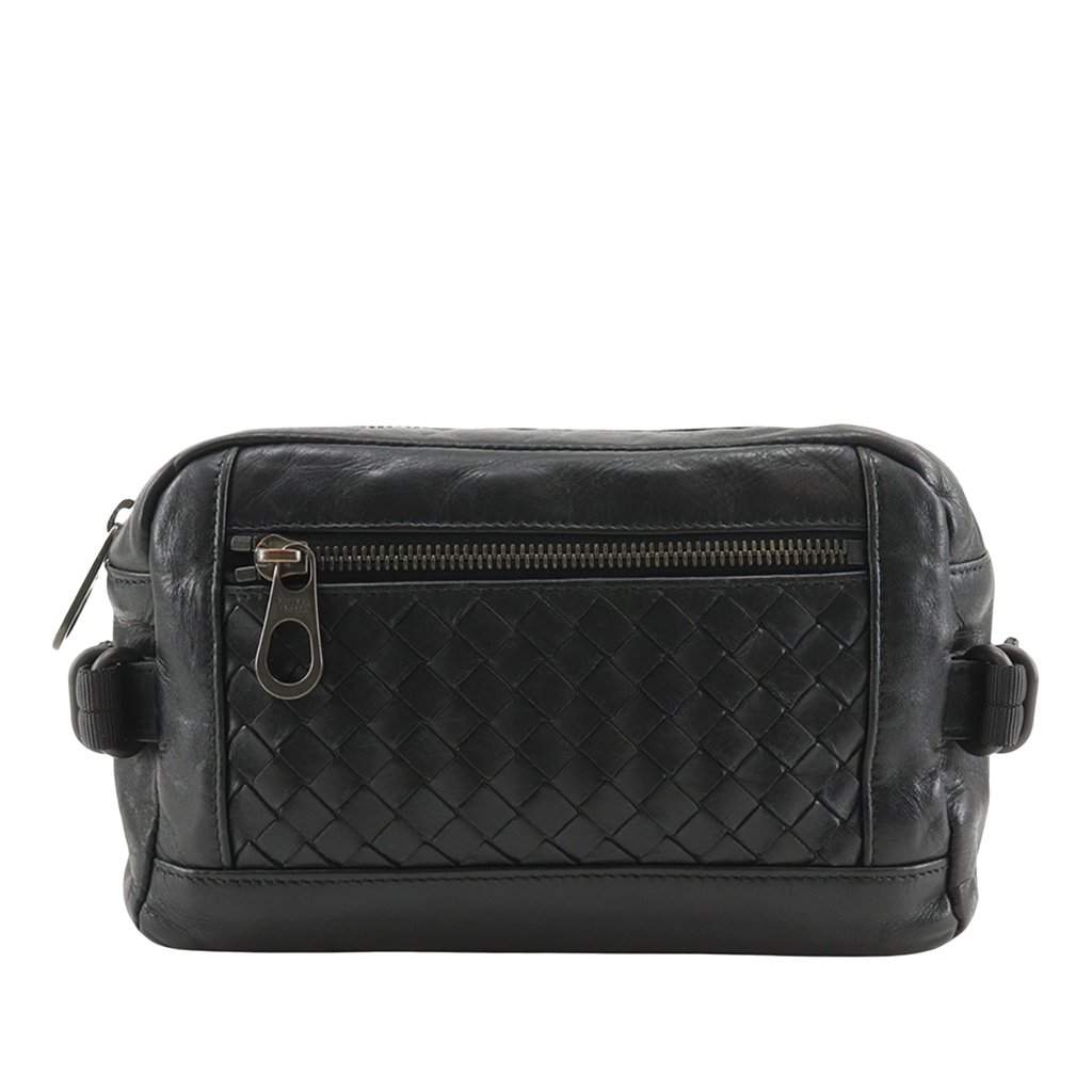 Bottega Veneta Nappa Intrecciato Belt Bag Black Leather Very good condition - Front View