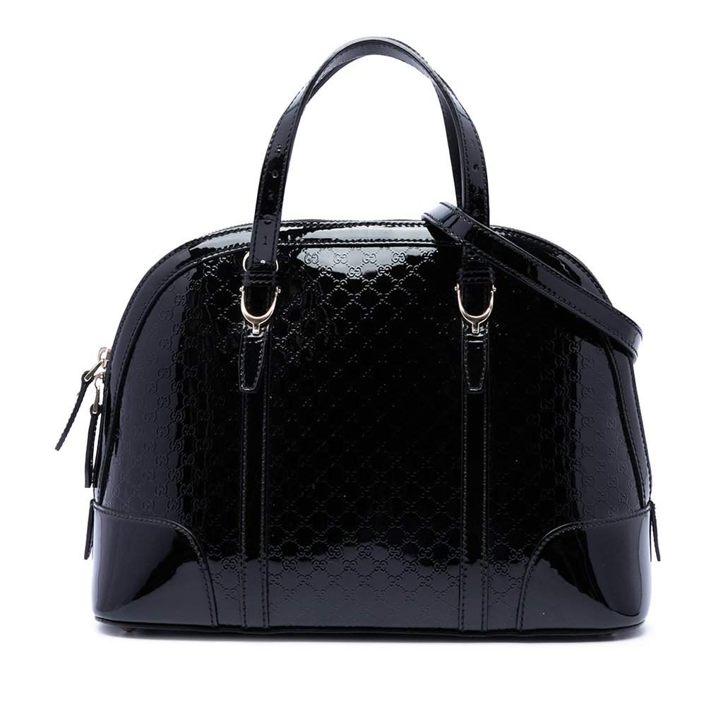 Gucci Small Microguccissima Patent Nice Satchel Black Leather Very good - Front View