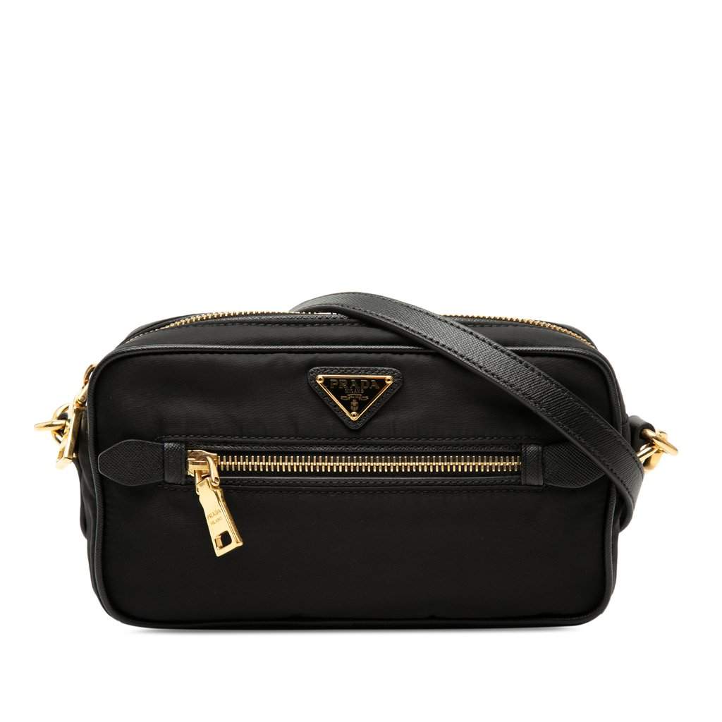 Prada Small Tessuto Front Pocket Camera Bag Black Very good - Front View