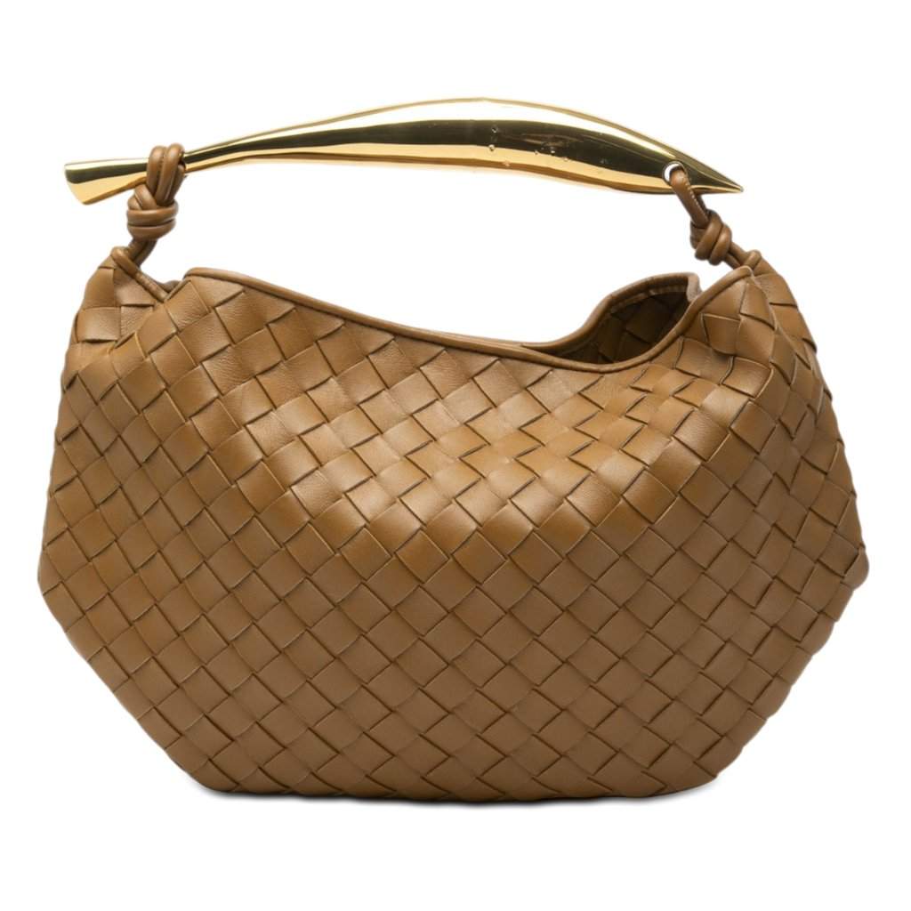 Bottega Veneta Lambskin Intrecciato Sardine Satchel Brown Leather Very good condition - Front View