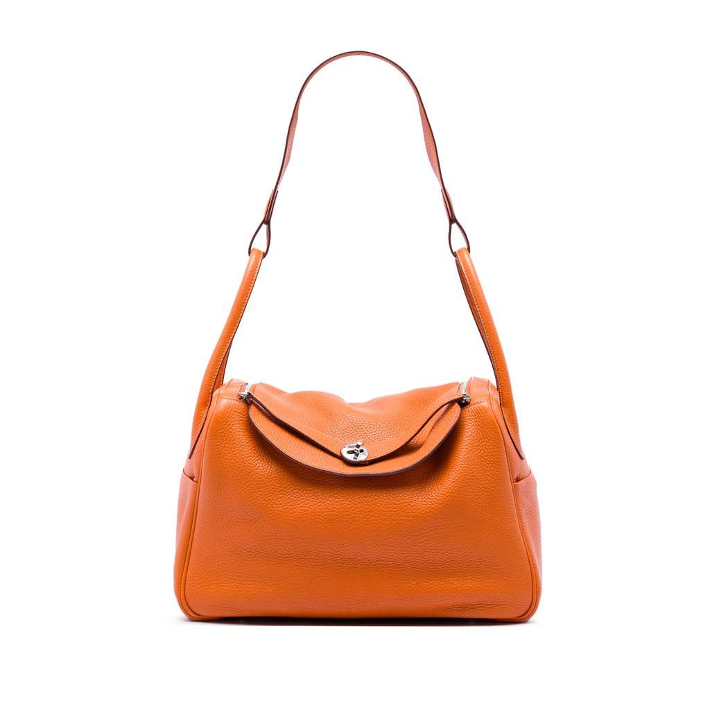 Hermès Clemence Lindy 34 Orange Leather Very good condition - Front View