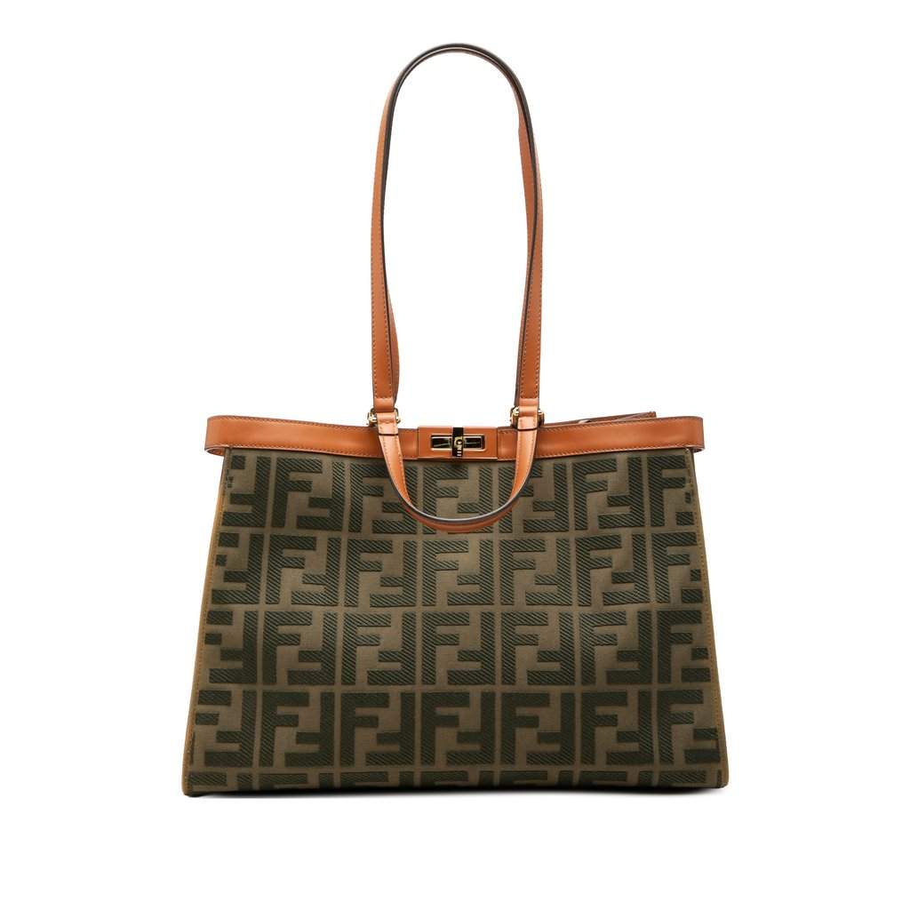 Fendi Zucca Embroidered Canvas Peekaboo X Tote Green Very good condition - Front View