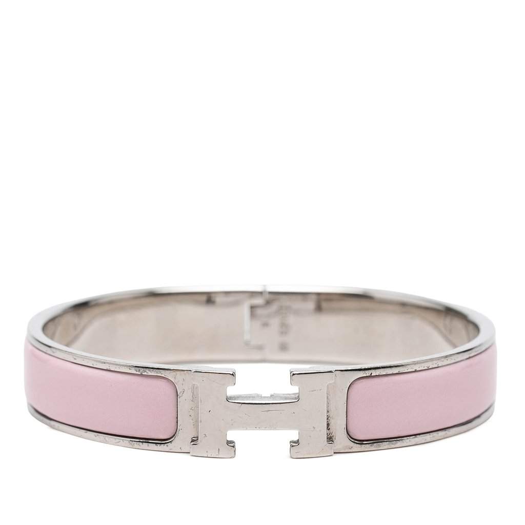 Hermès Narrow Enamel Clic H Bracelet PM Pink Very good condition - Front View