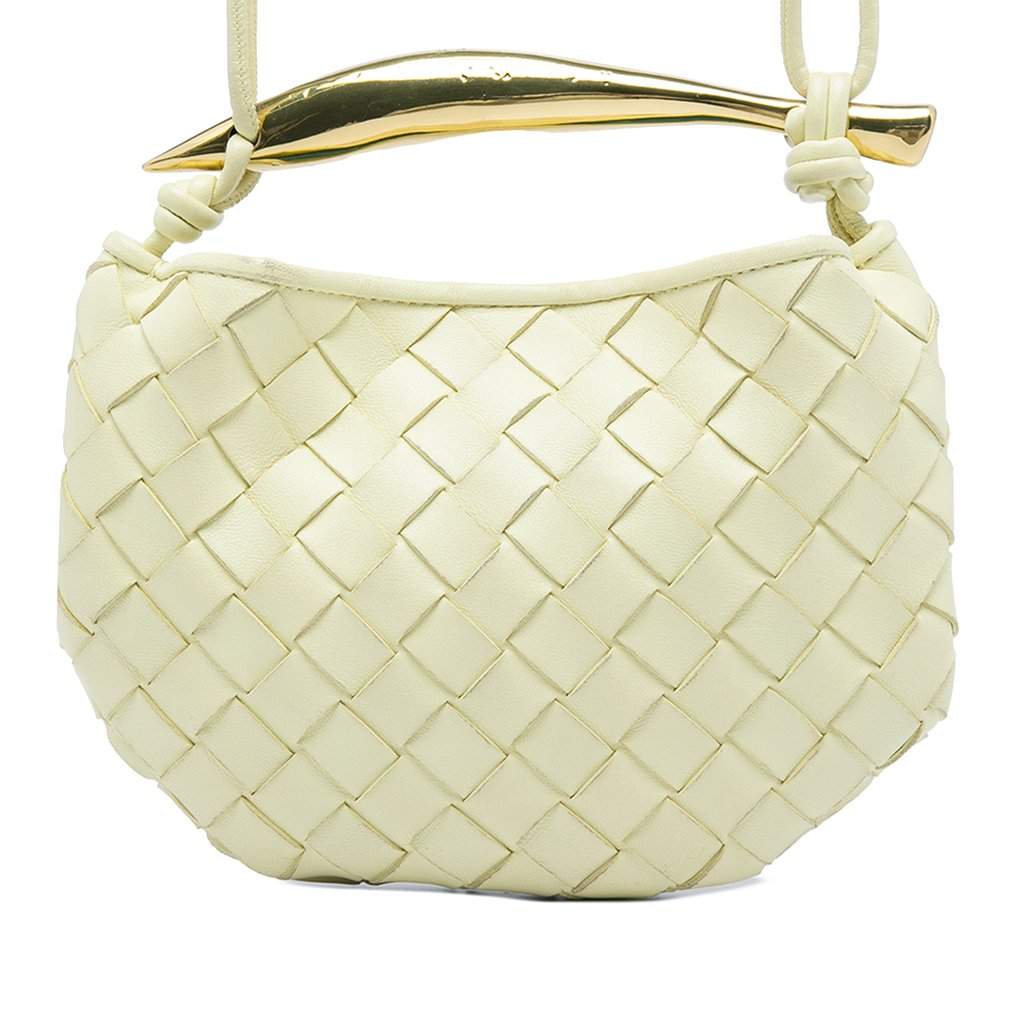 Bottega Veneta Baby Lambskin Intrecciato Sardine Bag Yellow Leather Very good - Front View