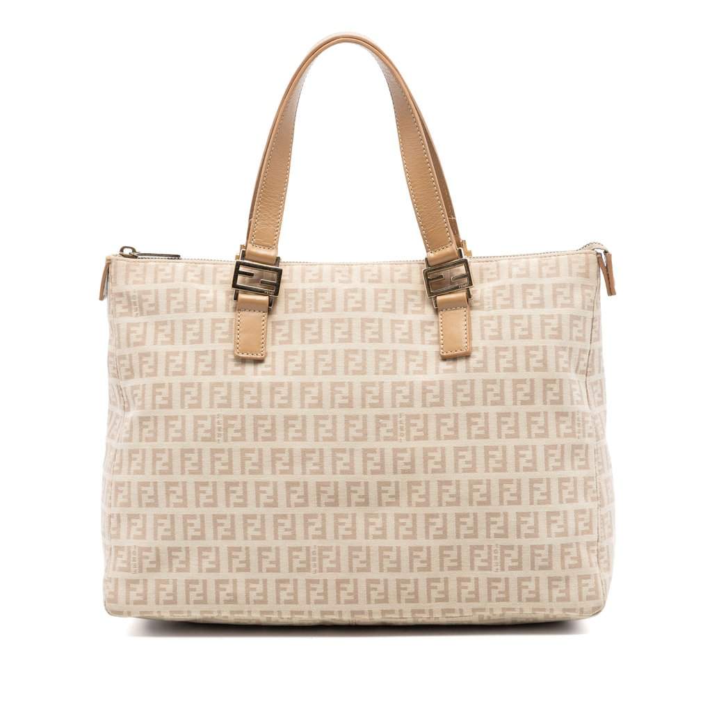 Fendi Zucchino Canvas Tote Beige Very good - Front View