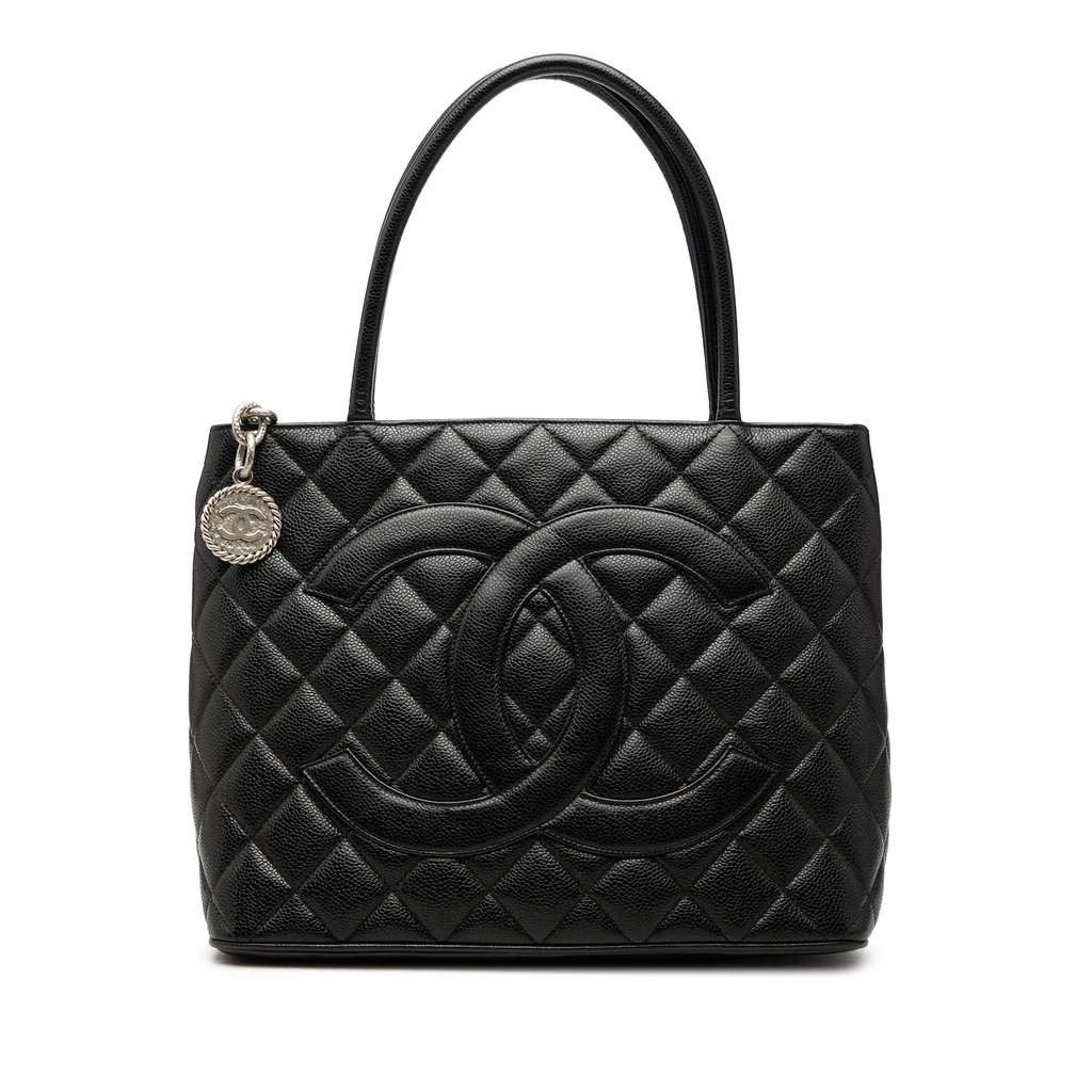 Chanel Caviar Medallion Tote Black Leather Very good - Front View