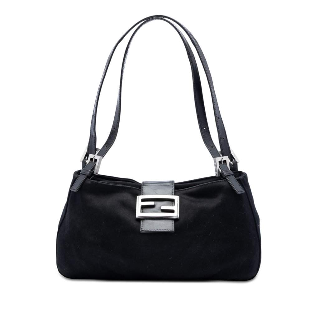Fendi Cotton FF Shoulder Bag Black Very good condition - Front View