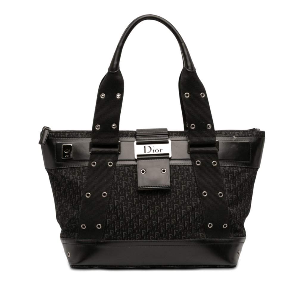Dior Diorissimo Trotter Canvas Street Chic Columbus Tote Black Good - Front View