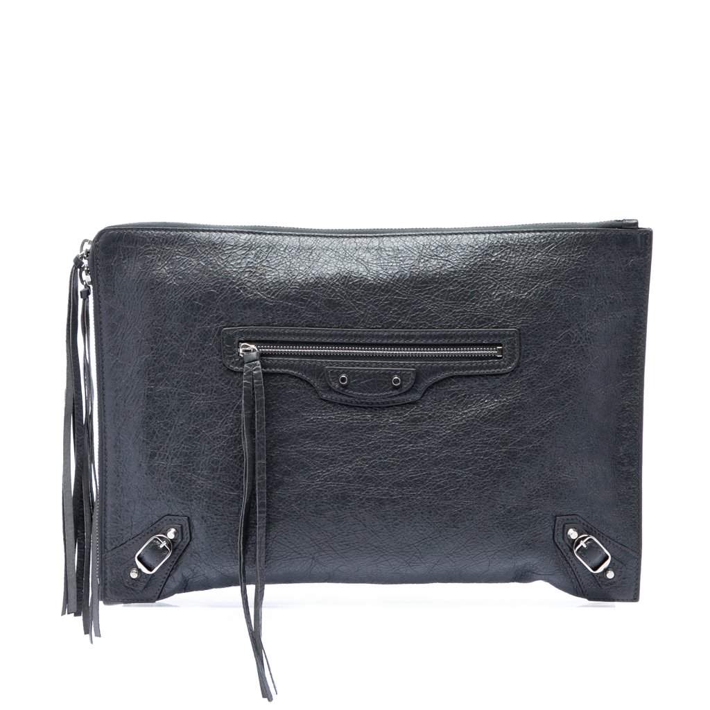 Balenciaga Lambskin Motocross Classic Zip Around Flat Clutch MultiColor Leather Very good - Front View