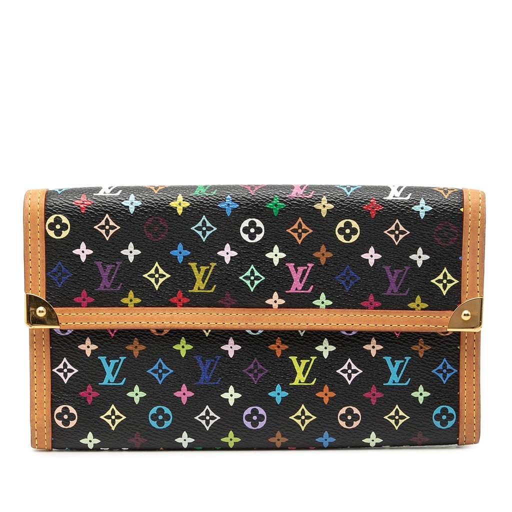 Louis Vuitton Monogram Multicolore Porte Tresor International Wallet Black Very good - Front View