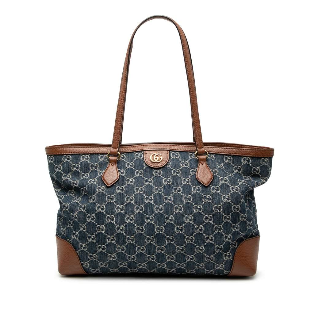 Gucci Medium GG Denim Ophidia Tote Blue Very good condition - Front View