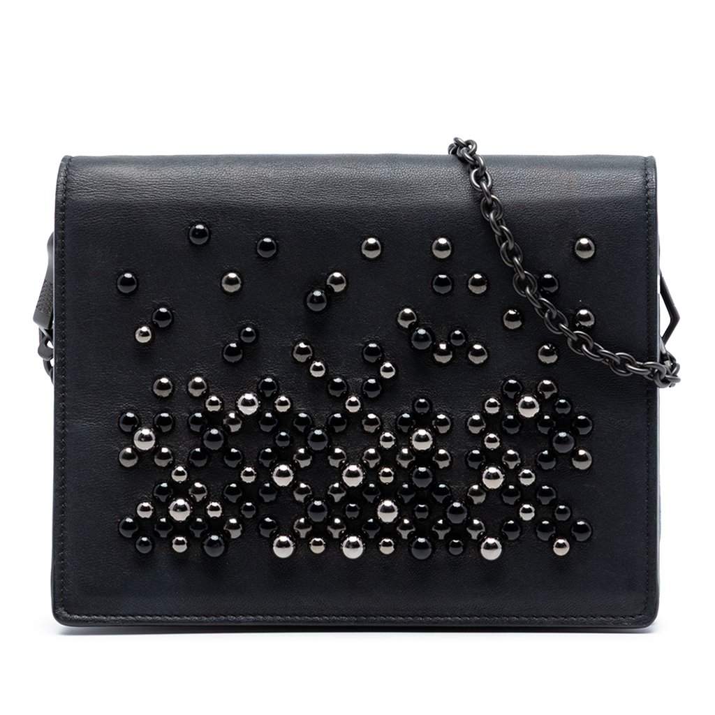 Bottega Veneta Leather Studded Wallet on Chain Black Leather Very good condition - Front View