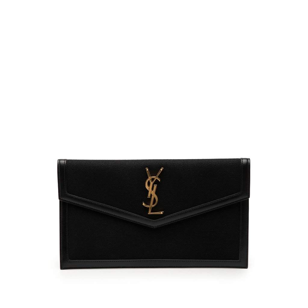 Saint Laurent Canvas Uptown Pouch Black Very good condition - Front View