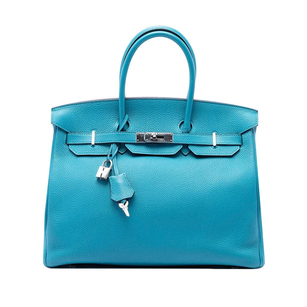 Hermès Clemence Birkin Retourne 35 Blue Leather Very good condition - Front View