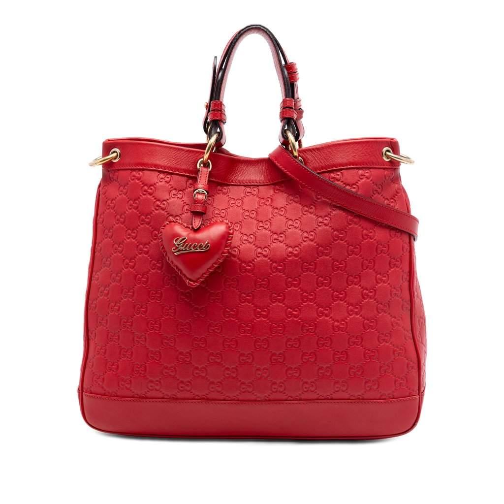 Gucci Medium Guccissima Valentine Top Handle Bag Red Leather Very good - Front View