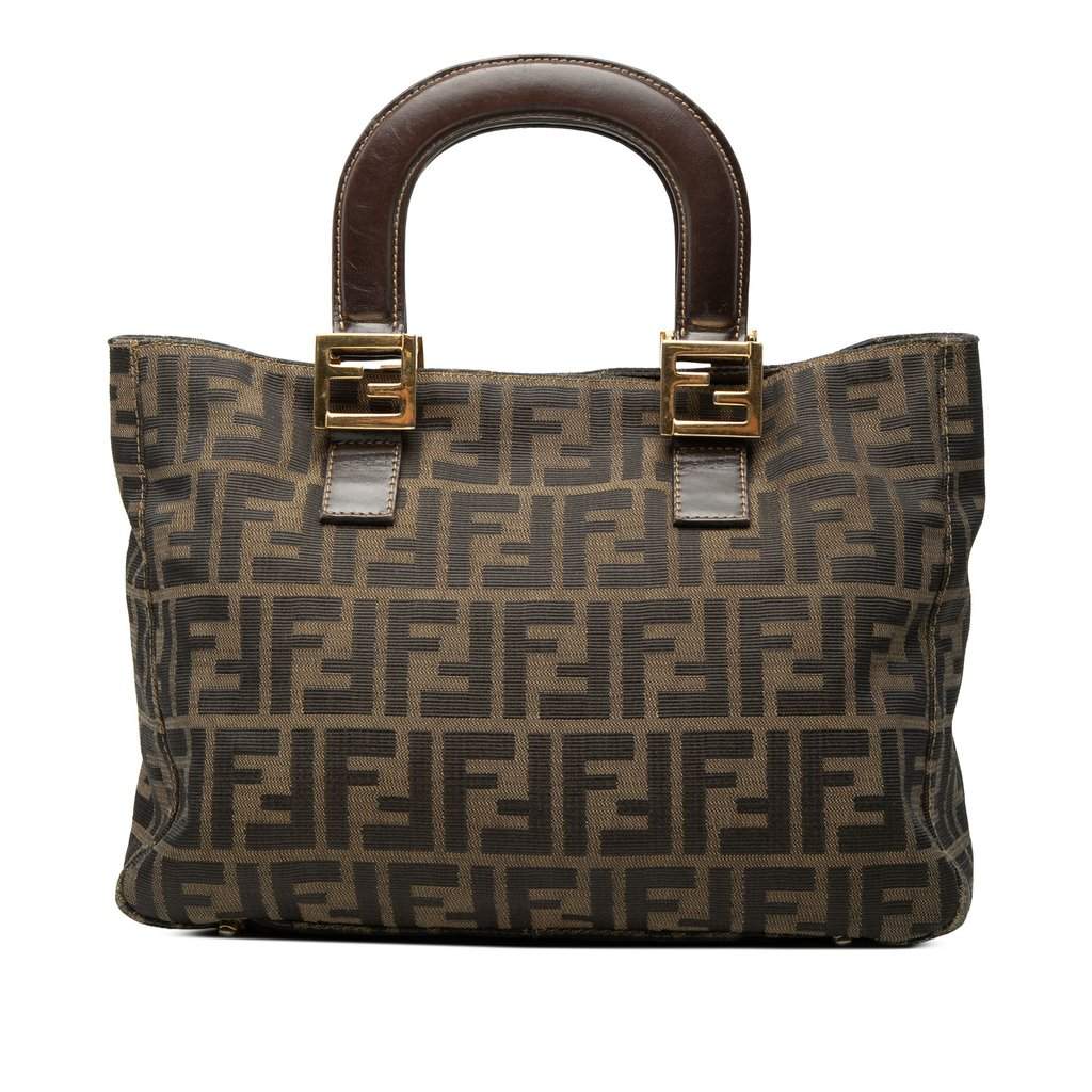 Fendi Small Zucca Canvas Twins Tote Brown Good - Front View