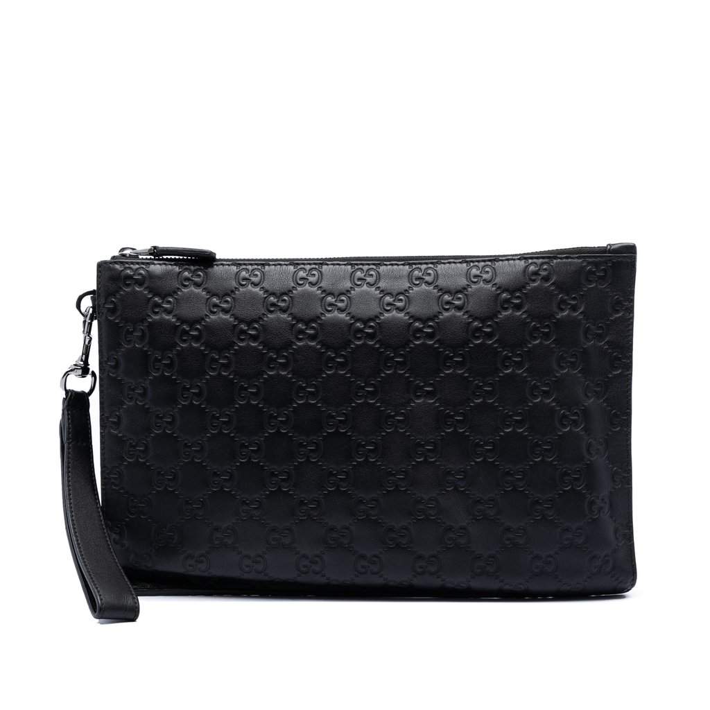 Gucci Guccissima Clutch Black Leather Very good condition - Front View