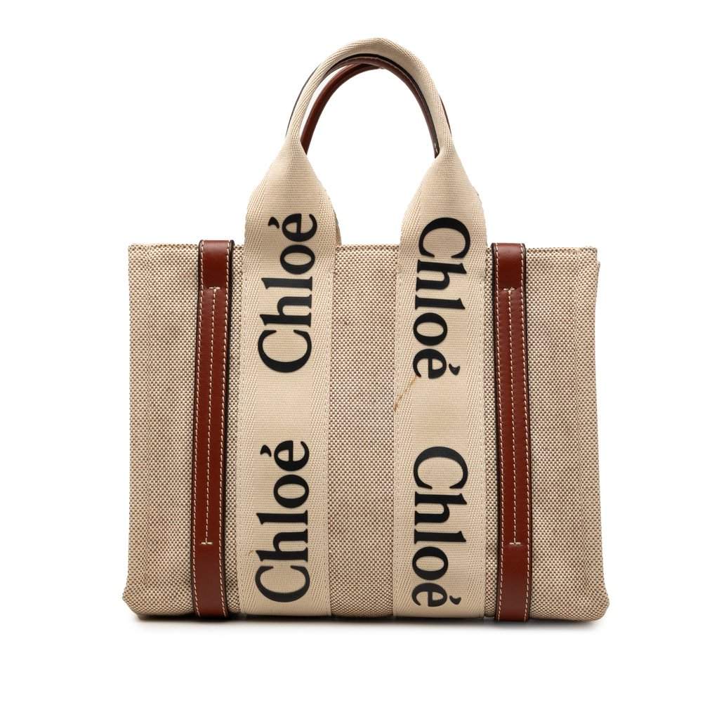 Chloé Small Canvas Woody Tote Beige Very good condition - Front View