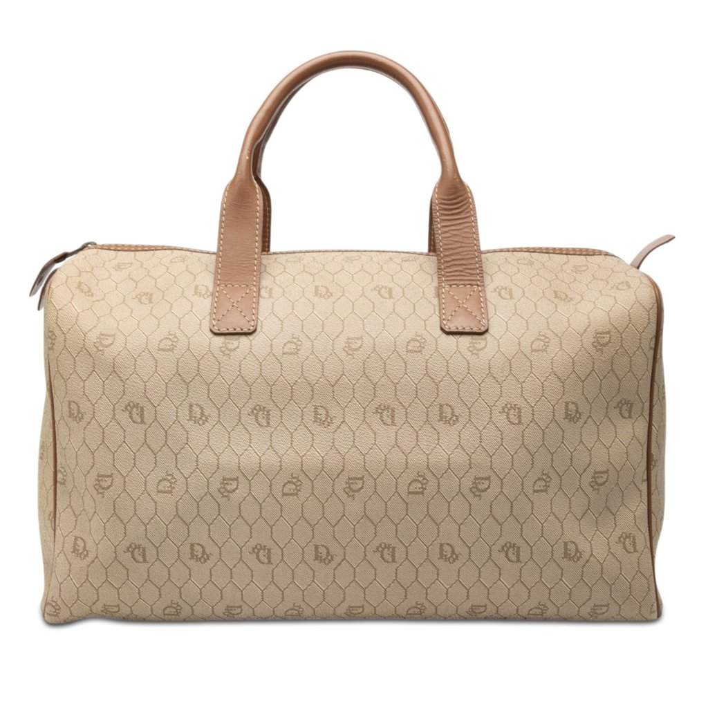 Dior Honeycomb Coated Canvas Boston Bag Beige Very good - Front View