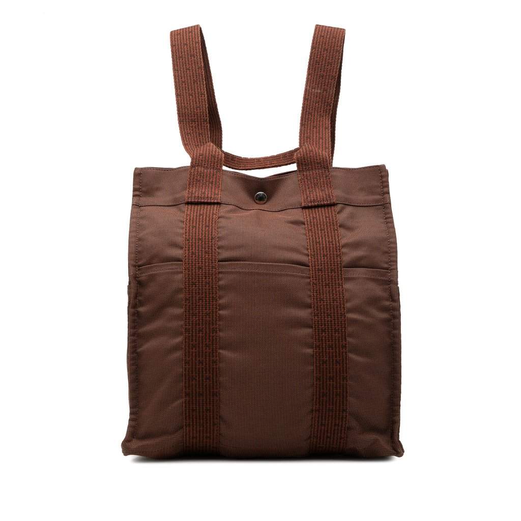 Hermès Canvas Herline Backpack MM Brown Very good condition - Front View