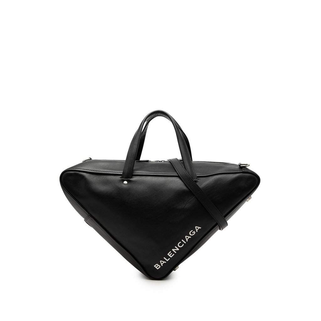 Balenciaga Medium Leather Triangle Duffle Bag Black Leather Very good condition - Front View