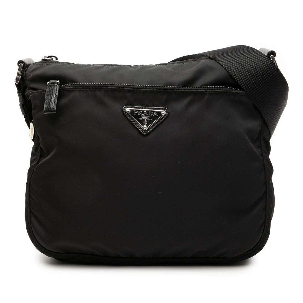 Prada Tessuto Zip Top Crossbody Black Very good condition - Front View