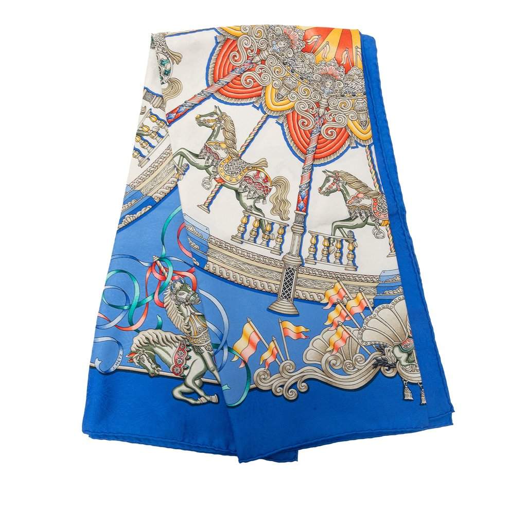 Hermès Luna Park Silk Scarf 90 Blue Very good - Front View