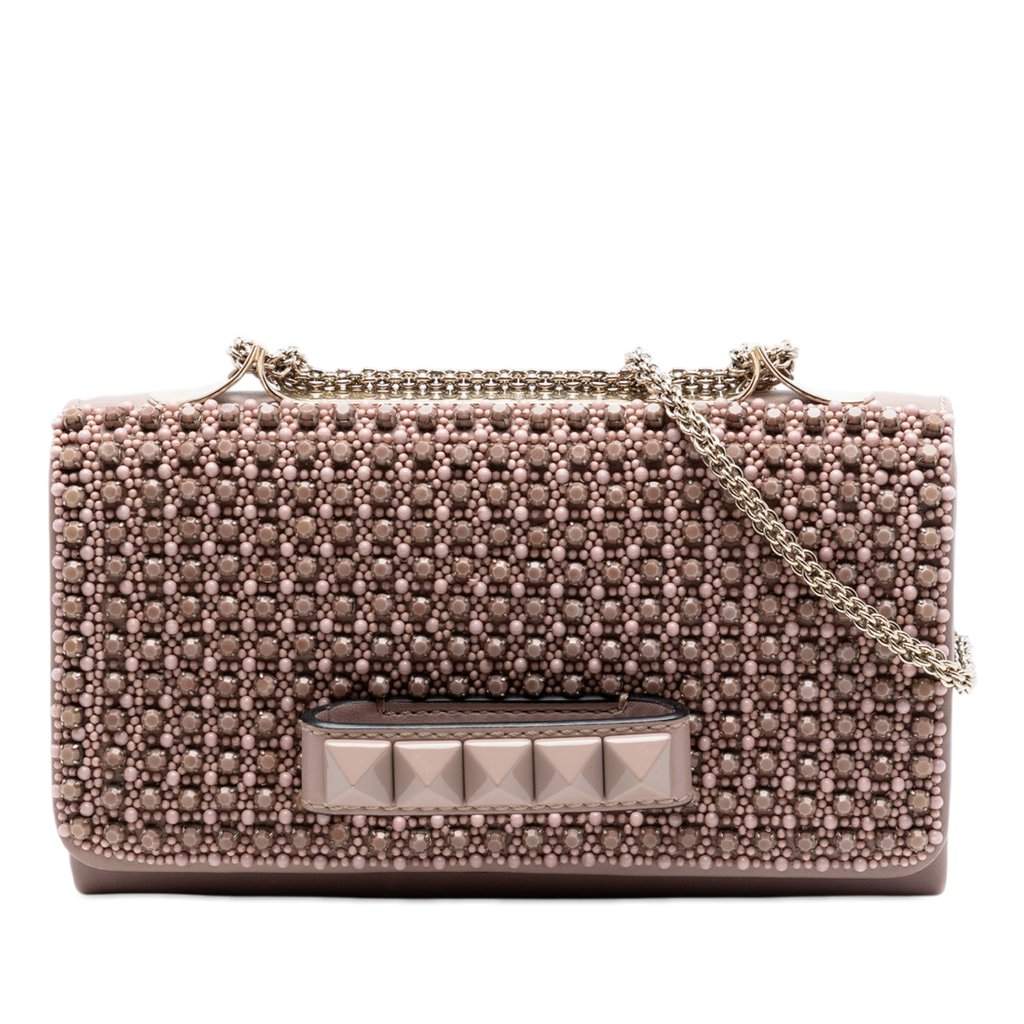 Valentino Nappa All Over Stud Va Va Voom Crossbody Brown Leather Very good - Front View