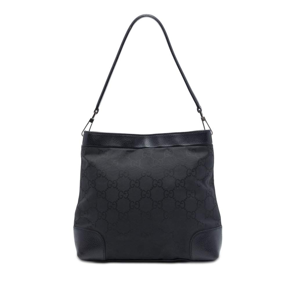 Gucci GG Nylon Shoulder Bag Black Very good condition - Front View