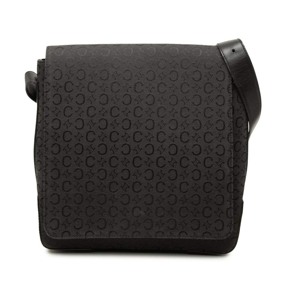 Celine C Macadam Canvas Shoulder Bag Black Very good - Front View