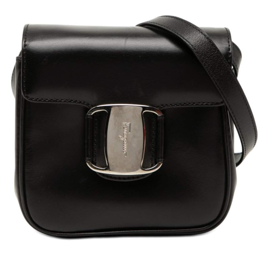 Ferragamo Mini Leather Vara Crossbody Black Leather Very good condition - Front View