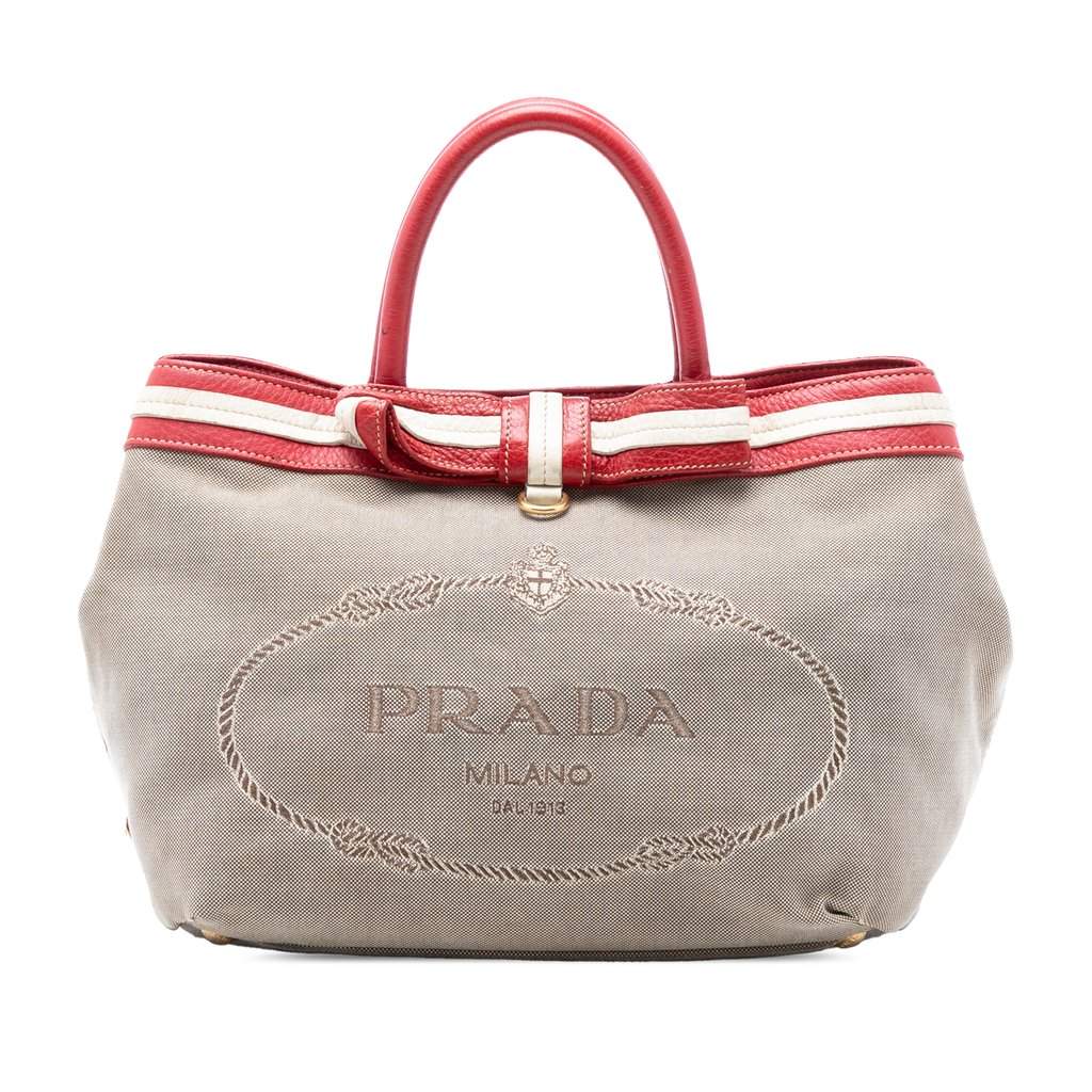 Prada Canvas Canapa Logo Tote Beige Very good condition - Front View
