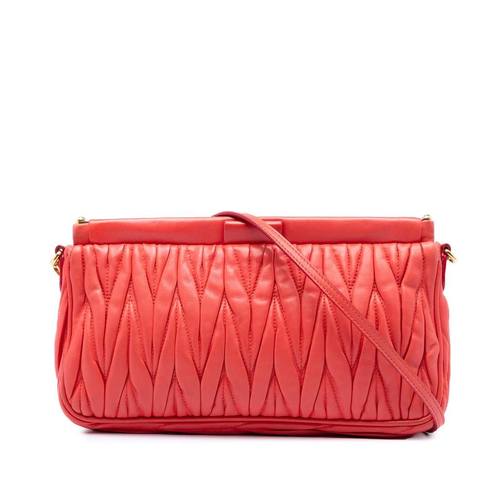 Miu Miu Matelasse Nappa Frame Shoulder Bag Red Leather Very good condition - Front View