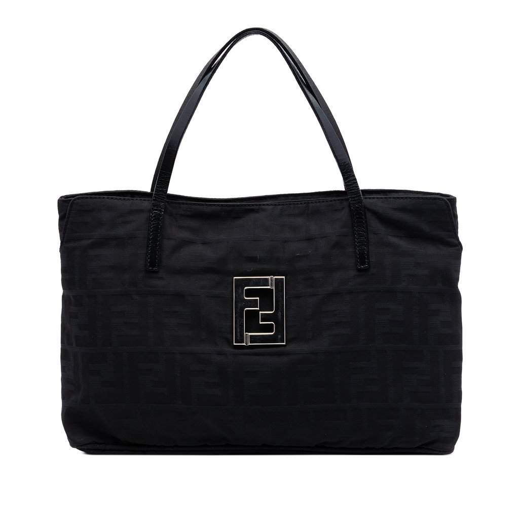 Fendi Zucca Nylon Handbag Black Very good condition - Front View