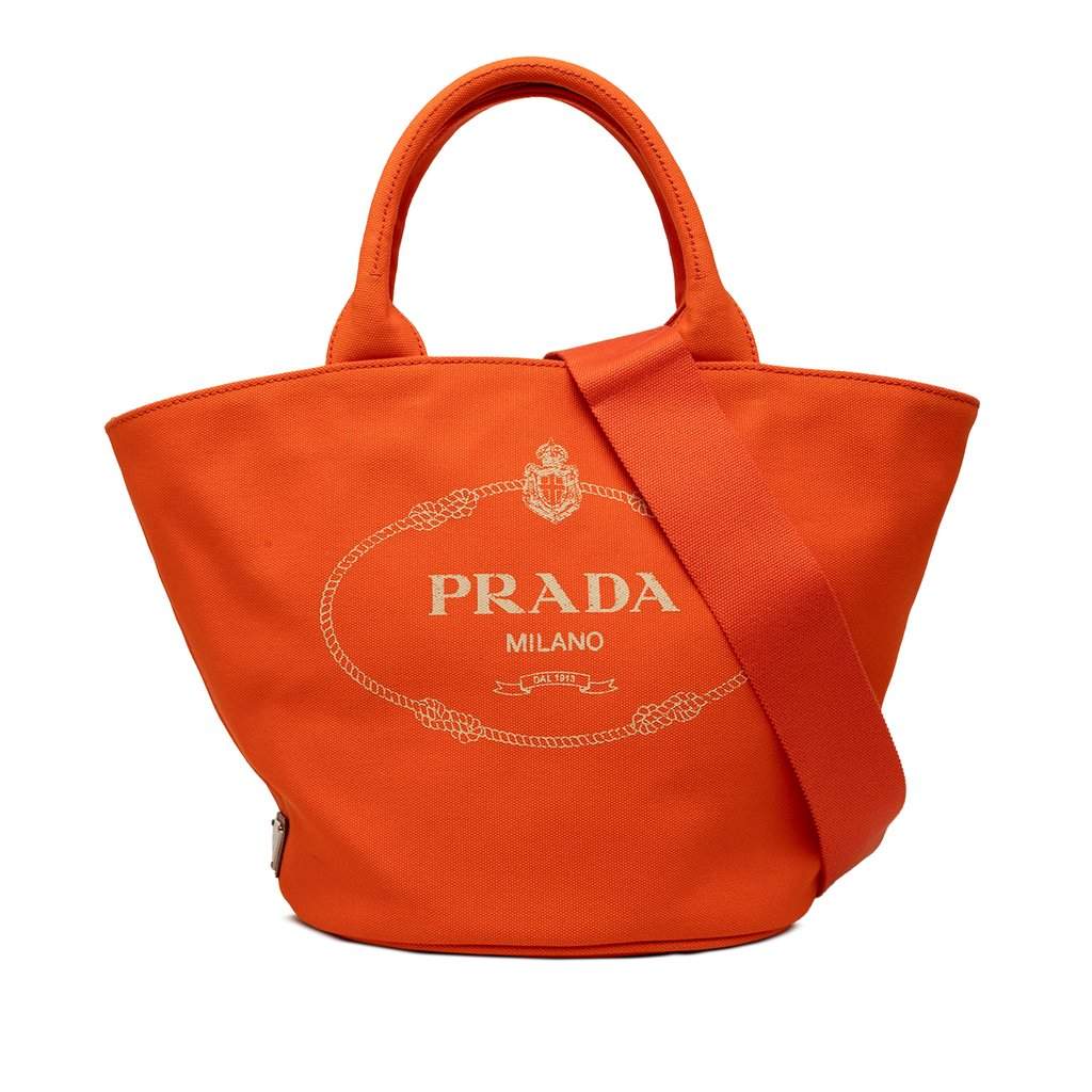 Prada Canvas Canapa Logo Tote Orange Very good - Front View