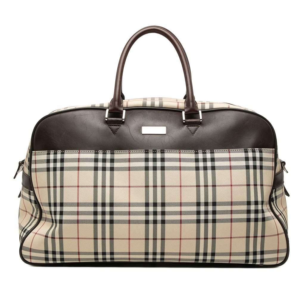 Burberry House Check Canvas Travel Bag Beige Good - Front View