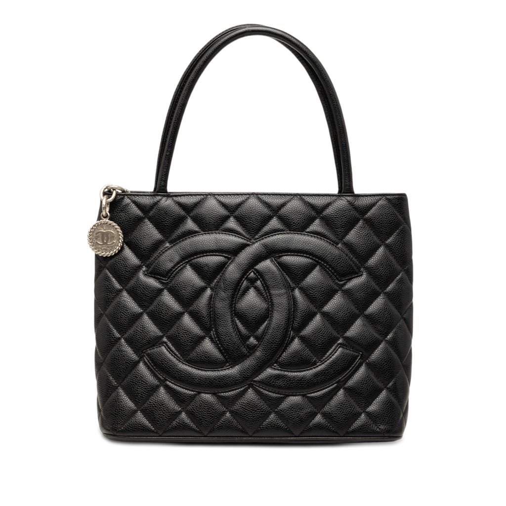 Chanel Caviar Medallion Tote Black Leather Very good condition - Front View