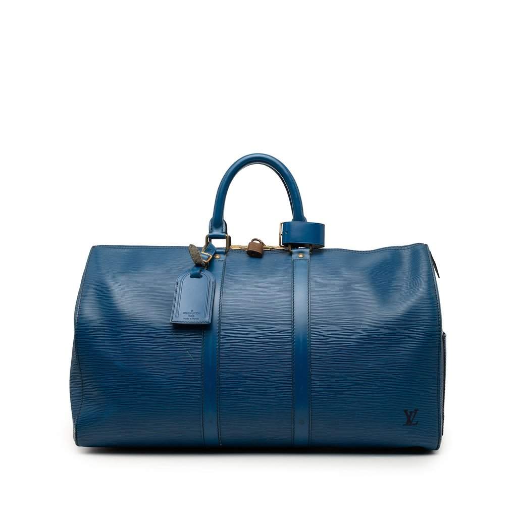 Louis Vuitton Epi Keepall 50 Blue Leather Good condition - Front View