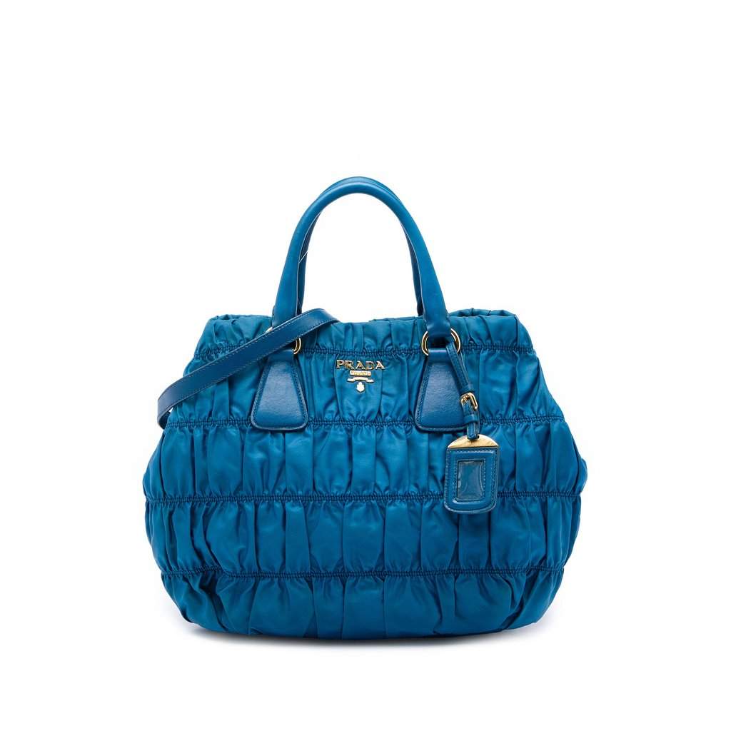 Prada Tessuto Gaufre Satchel Blue Very good condition - Front View